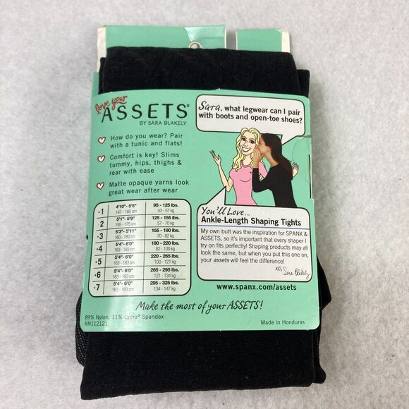 SPANX Assets by‎ Sara Blakely Ankle Shaping Tights Women's 4 Black Shapewear NWT - Picture 5 of 7